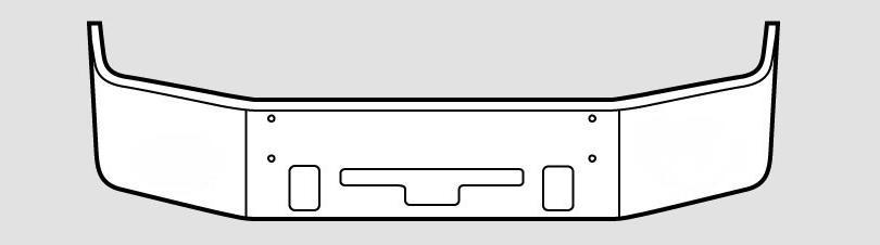 Freightliner Columbia Bumper Steel Chrome Without Fog Light Hole Cutouts 14 in - Big Truck Hoods