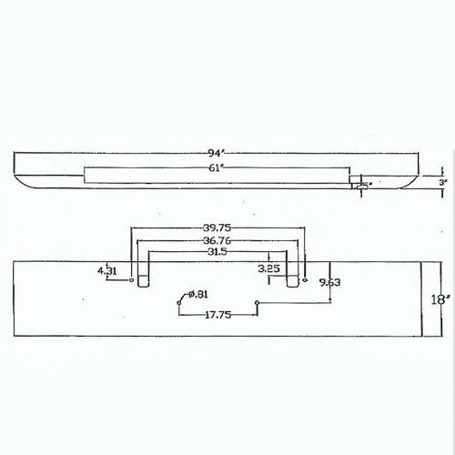 Peterbilt 389 / 388 Steel Chrome Bumper U389