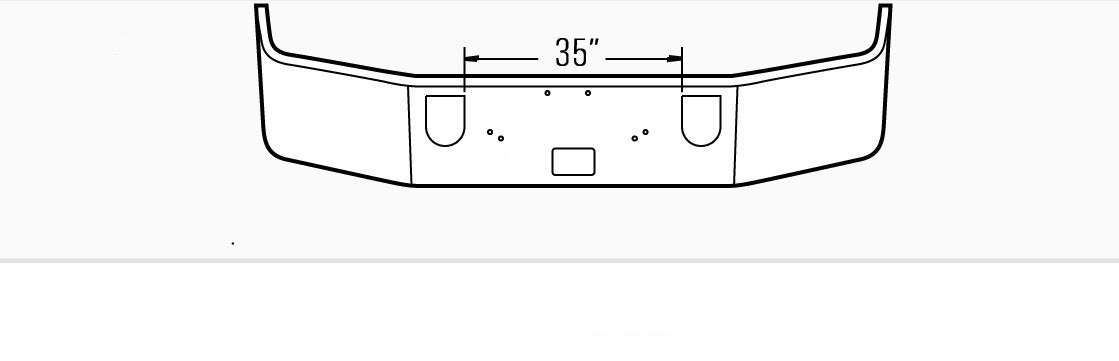 Mack CX-N '05 & Up CX-P '07& Up Steel Chrome Bumper 2005- Up. 16?. With out fog ligh - Big Truck Hoods