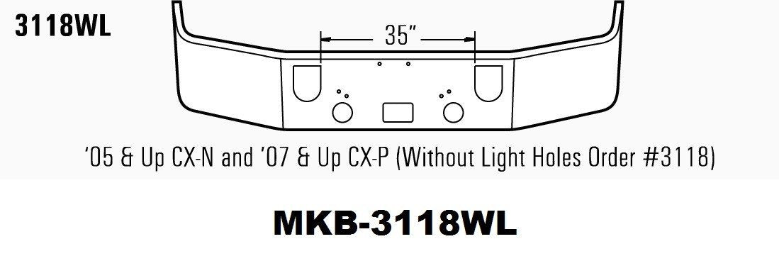 Mack CX-N '05 & Up CX-P 2007 & Newer. Steel Chrome Bumper - Big Truck Hoods