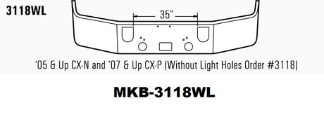 Mack CX-N '05 & Up CX-P 2007 & Newer. Steel Chrome Bumper - Big Truck Hoods